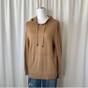 The commons Wool Tan hooded sweater with pockets small.